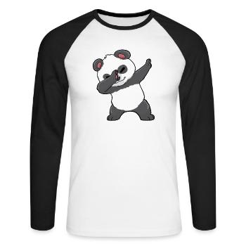 Lustiger Panda - Unisex Baseballshirt langarm - Weiß/Schwarz - Vorne - Nik (191cm)
