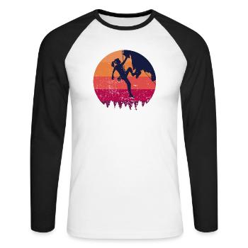 Klettern bergsteigen Kletterin frau geschenk - Unisex Baseballshirt langarm - Weiß/Schwarz - Vorne - Nik (191cm)