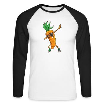 Drôle de carotte carotte - T-shirt baseball manches longues Homme - blanc/noir - Devant - Nik (191cm)