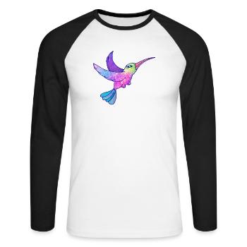 Colibri oiseau mignon animaux - T-shirt baseball manches longues Homme - blanc/noir - Devant - Nik (191cm)