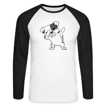 Dalmatiner Kawaii - Unisex Baseballshirt langarm - Weiß/Schwarz - Vorne - Nik (191cm)