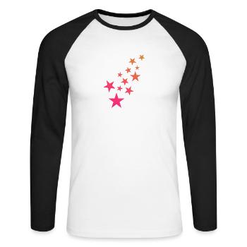 Stern Sternchen Muster Dekoration - Unisex Baseballshirt langarm - Weiß/Schwarz - Vorne - Nik (191cm)