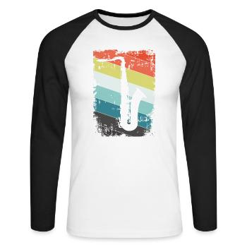 Saxophone saxophone - T-shirt baseball manches longues Homme - blanc/noir - Devant - Nik (191cm)