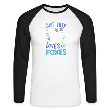 Renards Renard Amoureux du renard - T-shirt baseball manches longues Homme - blanc/noir - Devant - Nik (191cm)