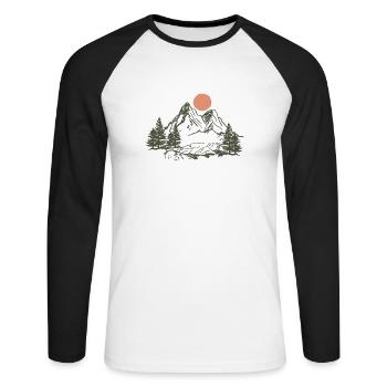 Berg Natur Zelten Camping sterne wald Geschenk - Unisex Baseballshirt langarm - Weiß/Schwarz - Vorne - Nik (191cm)