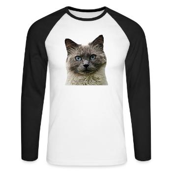 Cat Cats cat Cats Cat Head - Unisex Long Sleeve Baseball T-Shirt - white/black - Front - Nik (191cm)