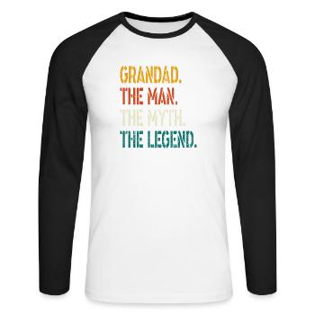 Grand-père L’homme Le mythe La légende T-shirt - T-shirt baseball manches longues Homme - blanc/noir - Devant - Nik (191cm)