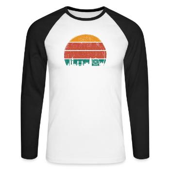 Sunset Skyline Silhouette - Unisex Long Sleeve Baseball T-Shirt - white/black - Front - Nik (191cm)