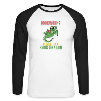 Books Dragon Gift - Unisex Long Sleeve Baseball T-Shirt - white/black - Front - Nik (191cm)