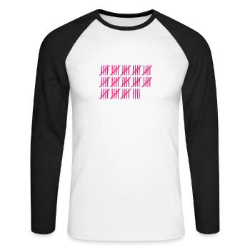 69 Geburtstag Strichliste - 69 Jahre alt - Unisex Baseballshirt langarm - Weiß/Schwarz - Vorne - Nik (191cm)