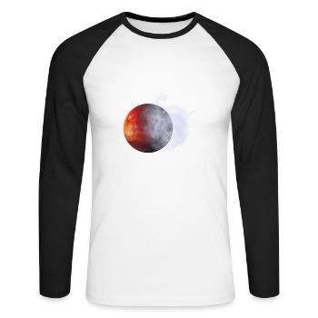 Lune rouge dans la poussière de brouillard - T-shirt baseball manches longues Homme - blanc/noir - Devant - Nik (191cm)