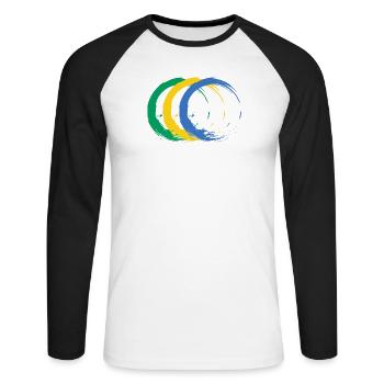 Gabon - T-shirt baseball manches longues Homme - blanc/noir - Devant - Nik (191cm)