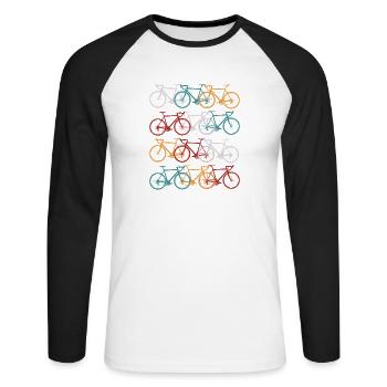 Vélo de course vintage vélo vélo de course rétro - T-shirt baseball manches longues Homme - blanc/noir - Devant - Nik (191cm)