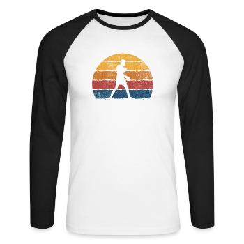 Boxen Boxer - Unisex Baseballshirt langarm - Weiß/Schwarz - Vorne - Nik (191cm)