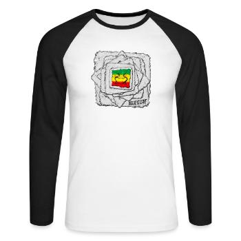 Reggae Love Schattenmotiv - Unisex Baseballshirt langarm - Weiß/Schwarz - Vorne - Nik (191cm)