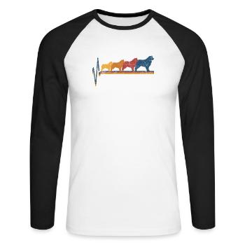Australian Shepherd - Unisex Baseballshirt langarm - Weiß/Schwarz - Vorne - Nik (191cm)