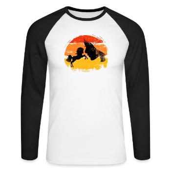 Équitation pour les chuchoteurs de chevaux, équitation pour débutants - T-shirt baseball manches longues Homme - blanc/noir - Devant - Nik (191cm)