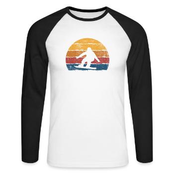 Snowboarden Snowboard Snowboarder - Unisex Baseballshirt langarm - Weiß/Schwarz - Vorne - Nik (191cm)