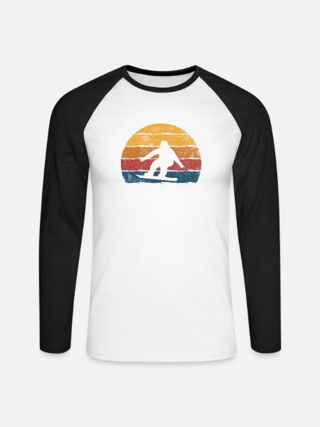 Snowboarden Snowboard Snowboarder - Unisex Baseballshirt langarm - Weiß/Schwarz