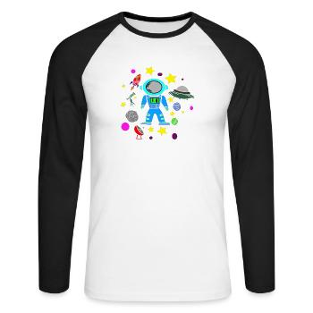 Enfants Star Toys Planètes volantes - T-shirt baseball manches longues Homme - blanc/noir - Devant - Nik (191cm)