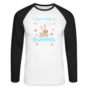 Rabbit Rabbit - Unisex Long Sleeve Baseball T-Shirt - white/black - Front - Nik (191cm)