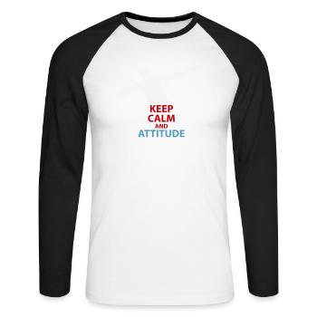 Silhouette calme et attitude - T-shirt baseball manches longues Homme - blanc/noir - Devant - Nik (191cm)