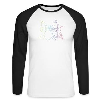Drumset Sticks Drummer Drums Drummer - T-shirt baseball manches longues Homme - blanc/noir - Devant - Nik (191cm)