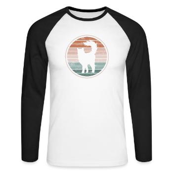 Katze Katzen - Unisex Baseballshirt langarm - Weiß/Schwarz - Vorne - Nik (191cm)