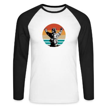 Duo Rétro Sunset - T-shirt baseball manches longues Homme - blanc/noir - Devant - Nik (191cm)