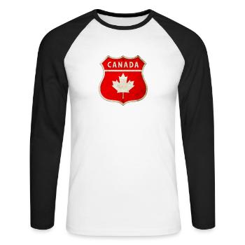 Canada Coat of Arms Flags Design - Unisex Long Sleeve Baseball T-Shirt - white/black - Front - Nik (191cm)
