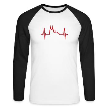 Cologne Skyline Heartbeat Rouge Blanc Kölsch Cologne - T-shirt baseball manches longues Homme - blanc/noir - Devant - Nik (191cm)