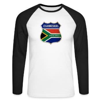 Johannesburg South Africa Coat of Arms Flags Design - Unisex Long Sleeve Baseball T-Shirt - white/black - Front - Nik (191cm)