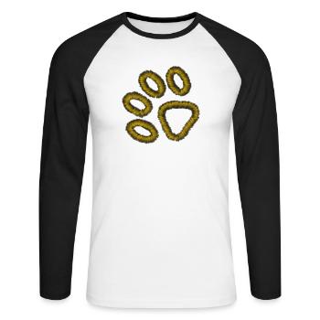 goldene Tiger Pfote - Unisex Baseballshirt langarm - Weiß/Schwarz - Vorne - Nik (191cm)
