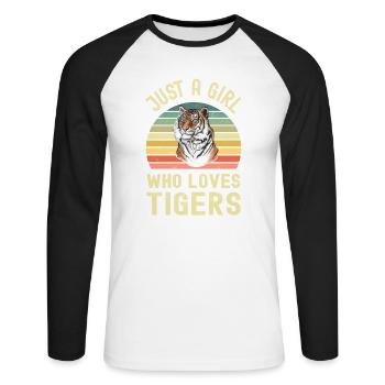 Tiger - Unisex Long Sleeve Baseball T-Shirt - white/black - Front - Nik (191cm)