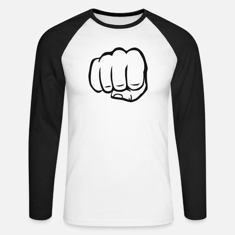 Pugno chiuso a pugno bump cool logo simbolo - Maglia da baseball a manica lunga da uomo - bianco/nero