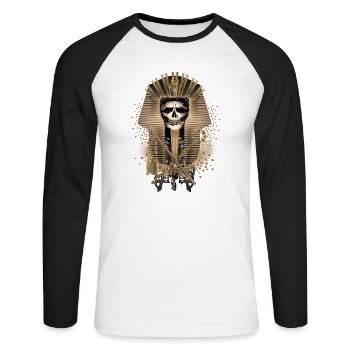 Skull of an Egyptian Pharaoh King - Unisex Long Sleeve Baseball T-Shirt - white/black - Front - Nik (191cm)
