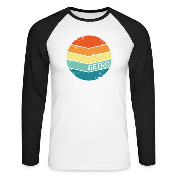 retro symbol kreis Kreise Logo symbole classic - Unisex Baseballshirt langarm - Weiß/Schwarz - Vorne - Nik (191cm)