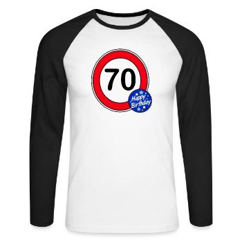 70th Birthday , 70 , Happy Birthday (25) - Unisex Long Sleeve Baseball T-Shirt - white/black - Front - Nik (191cm)