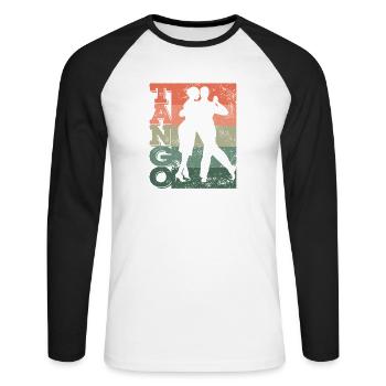 Tango Argentino Rétro Vintage Tango Vals Danse - T-shirt baseball manches longues Homme - blanc/noir - Devant - Nik (191cm)