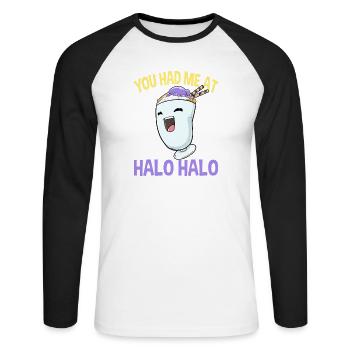 Halo Halo Philippinen philippinisches Essen Kawaii - Unisex Baseballshirt langarm - Weiß/Schwarz - Vorne - Nik (191cm)