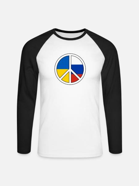 Friedenssymbol mit Farbblockmuster - Unisex Baseballshirt langarm - Weiß/Schwarz