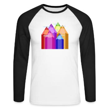 Peaks of Color - Unisex Baseballshirt langarm - Weiß/Schwarz - Vorne - Nik (191cm)