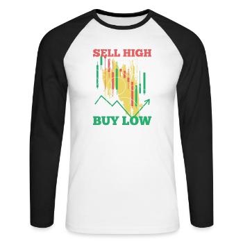 Buy Low Sell High Trading Candlestick Tea - Unisex Long Sleeve Baseball T-Shirt - white/black - Front - Nik (191cm)
