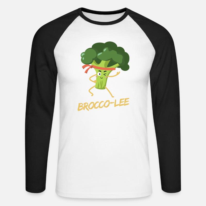 Brocco-Lee - gesunder Kampfsport - Unisex Baseballshirt langarm - Weiß/Schwarz
