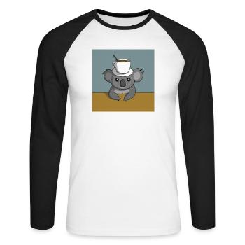 Koala Coffee Break - Unisex Long Sleeve Baseball T-Shirt - white/black - Front - Nik (191cm)