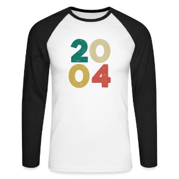 2004 - Millésime 2004 Rétro Vintage - T-shirt baseball manches longues Homme - blanc/noir - Devant - Nik (191cm)