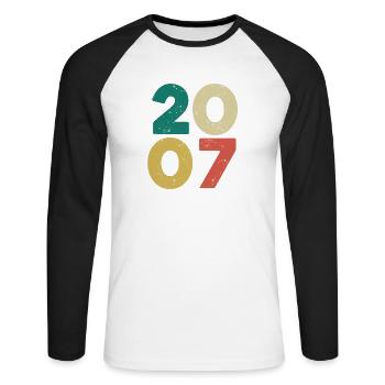 2007 - Millésime 2007 Rétro Vintage - T-shirt baseball manches longues Homme - blanc/noir - Devant - Nik (191cm)