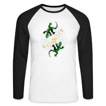 KIMO - Unisex Baseballshirt langarm - Weiß/Schwarz - Vorne - Nik (191cm)