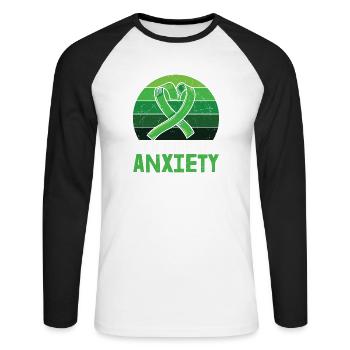 I'm Made Of Anxiety Mental Health - Unisex Long Sleeve Baseball T-Shirt - white/black - Front - Nik (191cm)