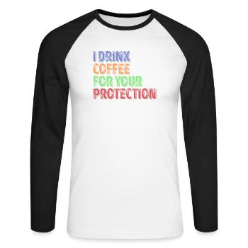 Caffeine Coffee Humorous Statement Coffee Lovers - Unisex Long Sleeve Baseball T-Shirt - white/black - Front - Nik (191cm)